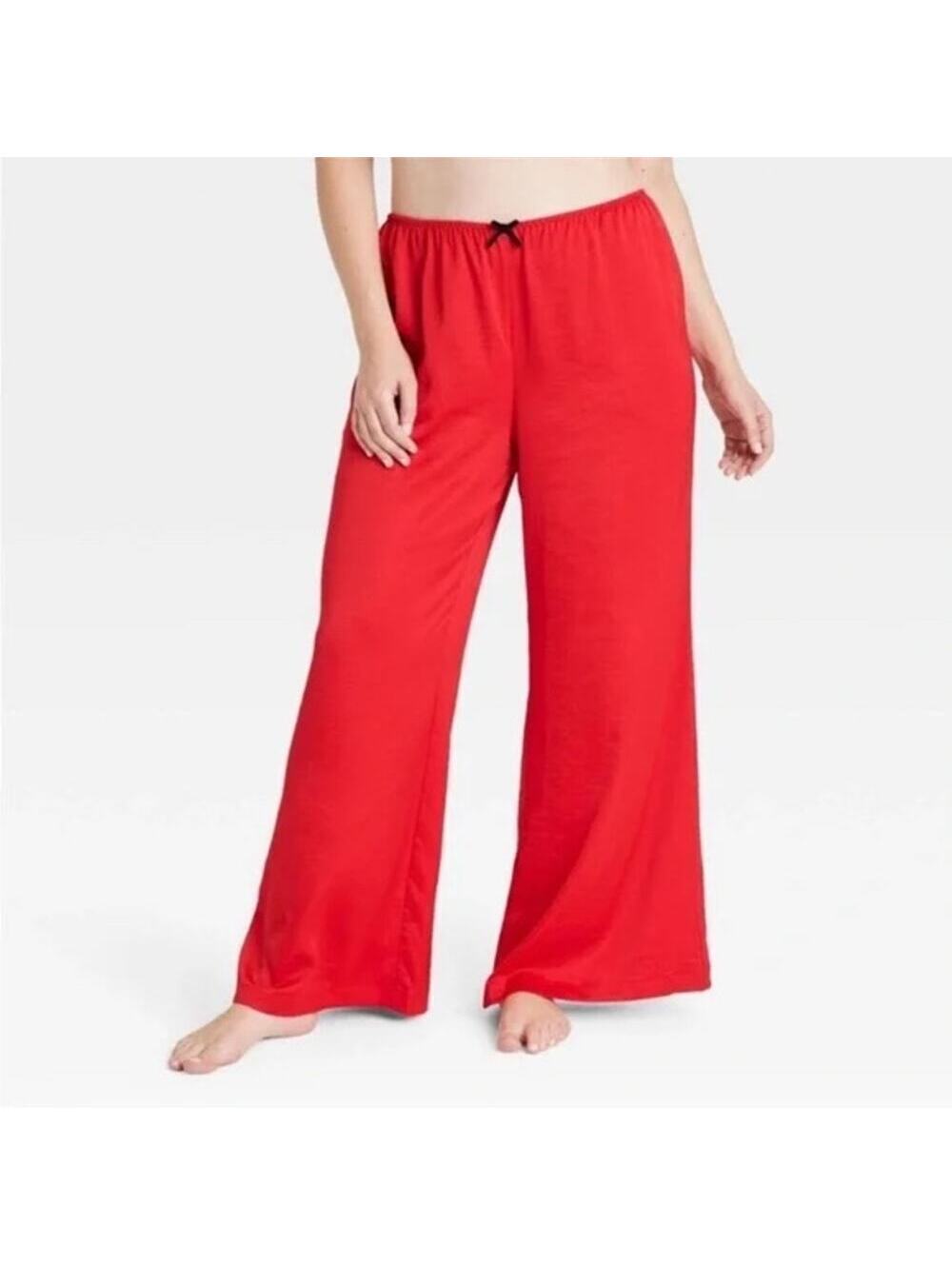 Auden NWT Women's Red Satin Pajama Pants Size XL